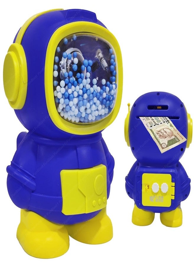 APEROL DESIGN Piggy Bank Astronaut Shaped Coin Box for Kids, Plastic Piggy Bank for Kid, Coin Box with Password Lock, Best Return Gifts for Kid (Yellow_Blue) - Image 1